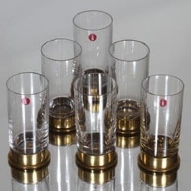 Iittala Caliber snapsilasit, 4 cl, 6 kpl, suunnittelija Valto Kokko, 4 cl, messinkihylsy