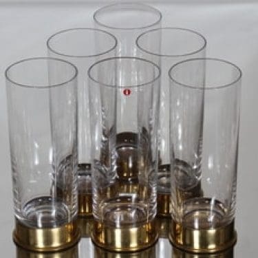 Iittala Caliber lasit, 40 cl, 6 kpl, suunnittelija Valto Kokko, 40 cl, messinkihylsy