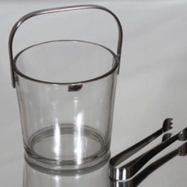 Nuutajärvi 1373 jääpalakulho ja otin, kirkas, suunnittelija Kaj Franck, suuri, teräskahva