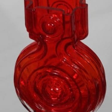 Riihimäen lasi Aitanlukko maljakko, punainen, suunnittelija Helena Tynell,