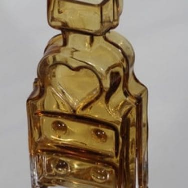 Riihimäen lasi Piironki maljakko, amber, suunnittelija Helena Tynell,