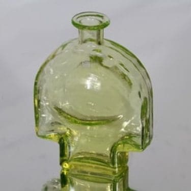 Riihimäen lasi Kyynel koristepullo, keltainen, suunnittelija Nanny Still,