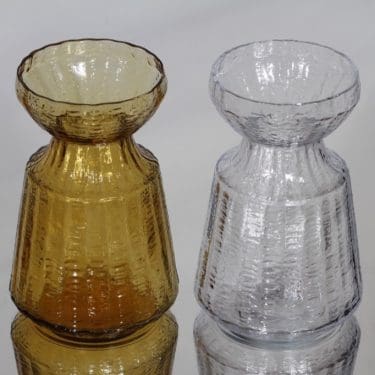 Riihimäen lasi Hyasintti maljakot, amberkirkas, 2 kpl, suunnittelija Tamara Aladin, pieni