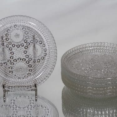 Riihimäen lasi Grapponia lautaset, kirkas, 6 kpl, suunnittelija Nanny Still, pieni