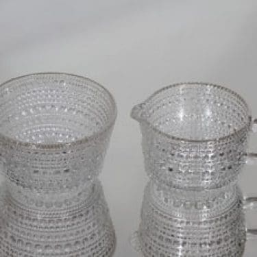 Nuutajärvi Kastehelmi sokerikko ja kermakko, kirkas, suunnittelija Oiva Toikka,