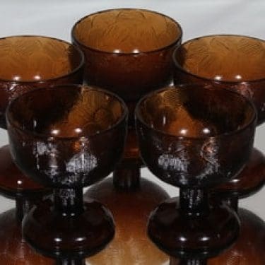 Nuutajärvi Miranda annoskulhot, ruskea, 5 kpl, suunnittelija Heikki Orvola,