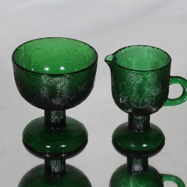 Nuutajärvi Miranda sokerikko ja kermakko, vihreä, suunnittelija Heikki Orvola,