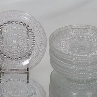 Nuutajärvi Kastehelmi lautaset, kirkas, 8 kpl, suunnittelija Oiva Toikka, pieni