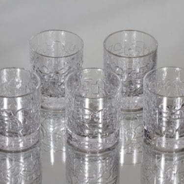 Nuutajärvi Relief snapsilasit, 6 cl, 5 kpl, suunnittelija Heikki Orvola, 6 cl
