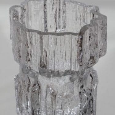 Iittala Gerania maljakko, kirkas, suunnittelija Tapio Wirkkala, massiivinen, signeerattu