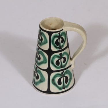 Kupittaan savi maljakko, käsinmaalattu, suunnittelija , käsinmaalattu, pieni, signeerattu