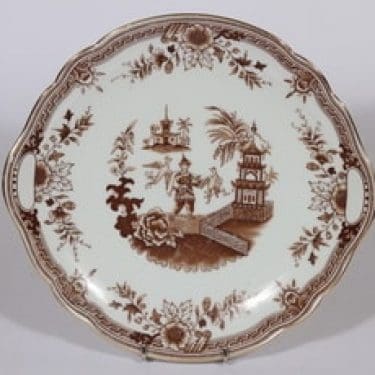 Arabia Singapore vati, ruskea, suunnittelija , kuparipainokoriste, itämainen aihe