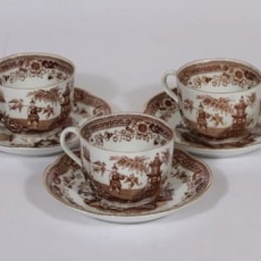 Arabia Singapore kahvikupit 3 kpl, ruskea, 3 kpl, suunnittelija , itämainen aihe