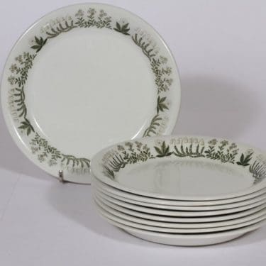 Arabia Polaris lautaset, 9 kpl, suunnittelija Raija Uosikkinen, matala, pieni, serikuva