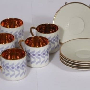 Arabia tilattu koriste mokkakupit, 5 kpl, suunnittelija , pieni, serikuva, kullattu