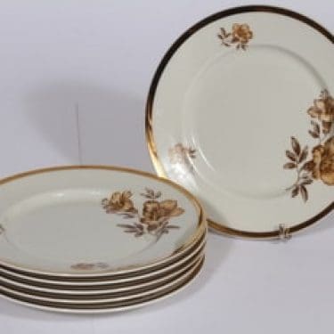 Arabia Myrna leivoslautaset, 6 kpl, suunnittelija , kullattu