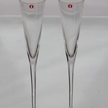 Nuutajärvi Aurora kuohuviinilasit, kirkas, 2 kpl, suunnittelija Heikki Orvola,