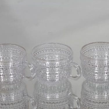 Nuutajärvi Kastehelmi kahvikupit, kirkas, 3 kpl, suunnittelija Oiva Toikka,