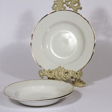 Arabia viivakoriste syvät lautaset, 3 kpl, suunnittelija , kullattu