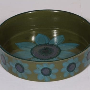 Arabia Hilkka kulho, vihreä, suunnittelija , suuri, käsinmaalattu, signeerattu