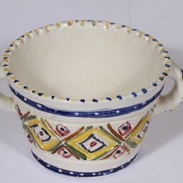 Savitorppa kulho, käsinmaalattu, suunnittelija Saul Nordqvist, käsinmaalattu, kahvallinen, käsin dreijattu, signeerattu|Atelje Nordqvist