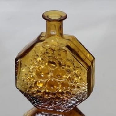 Riihimäen lasi Stella Polaris koristepullo, amber, suunnittelija Nanny Still,