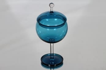 Riihimäen lasi Harlekiini sokerikko, sininen, suunnittelija Nanny Still,