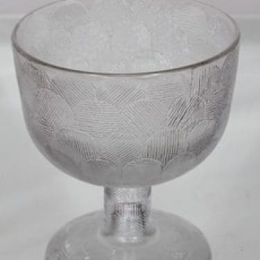 Nuutajärvi Miranda kulho, kirkas, suunnittelija Heikki Orvola, suuri, jalallinen