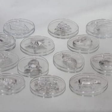 Nuutajärvi joulukoristeet, kirkas, 12 kpl, suunnittelija ,