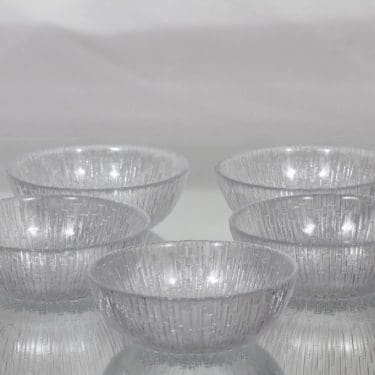 Iittala Ultima Thule annoskulhot, kirkas, 5 kpl, suunnittelija Tapio Wirkkala,