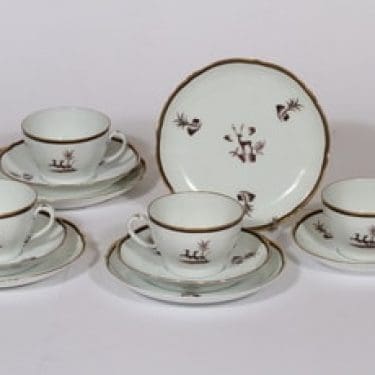 Arabia Diana kahvikupit ja lautaset, 4 kpl, suunnittelija , painokoriste, art deco