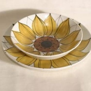Arabia Aurinkoruusu lautaset, käsinmaalattu, 2 kpl, suunnittelija Hilkka-Liisa Ahola, käsinmaalattu