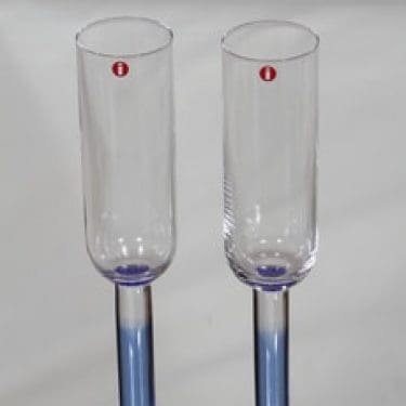 Nuutajärvi Mondo kuohuviinilasit, sininen-kirkas, 2 kpl, suunnittelija Kerttu Nurminen,