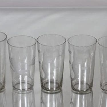 Riihimäen lasi juomalasit, eri kokoja, 5 kpl, suunnittelija , eri kokoja, hiottu