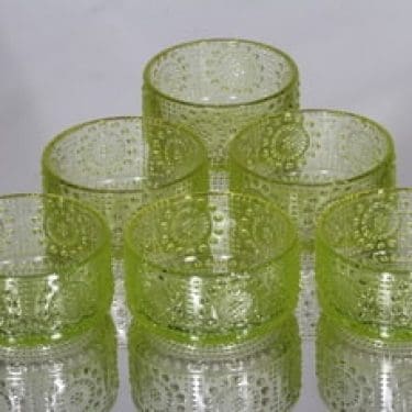 Riihimäen lasi Grapponia annoskulhot, keltainen, 6 kpl, suunnittelija Nanny Still,