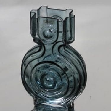 Riihimäen lasi Aitanlukko maljakko, siniharmaa, suunnittelija Helena Tynell,