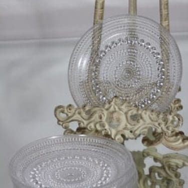 Nuutajärvi Kastehelmi lautaset, kirkas, 5 kpl, suunnittelija Oiva Toikka, pieni