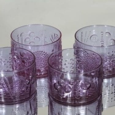 Nuutajärvi Flora jälkiruokakulhot, neodymi, 4 kpl, suunnittelija Oiva Toikka,