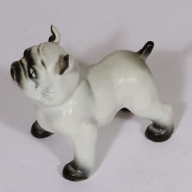 Arabia K 50 eläinfiguuri, Buldoggi, suunnittelija Lea von Mickwitz, Buldoggi, käsinmaalattu, koira-aihe