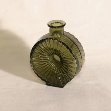 Riihimäen lasi Aurinkopullo koristepullo, tumman vihreä, suunnittelija Helena Tynell, sävy VI