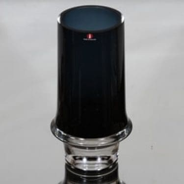 Iittala 3581 maljakko, siniharmaa, suunnittelija Tapio Wirkkala, signeerattu