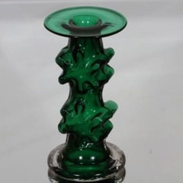 Riihimäen lasi Kasperi kynttilänjalka, signeerattu, suunnittelija Erkkitapio Siiroinen, signeerattu