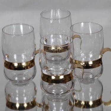 Iittala Paula lasit, 30 cl, 4 kpl, suunnittelija Jorma Vennola, 30 cl, kullattu kahva