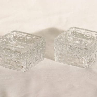 Riihimäen lasi Taalari kynttilänjalat, kirkas, 2 kpl, suunnittelija Tamara Aladin,