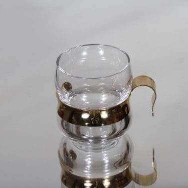 Iittala Paula lasi, 15 cl, suunnittelija Jorma Vennola, 15 cl, kullattu kahva