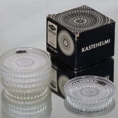 Nuutajärvi Kastehelmi lautaset, kirkas, 6 kpl, suunnittelija Oiva Toikka, pieni