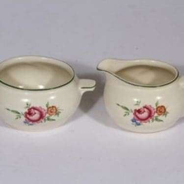 Arabia kukkakuvio sokerikko ja kermakko, suunnittelija , siirtokuva, kukka-aihe