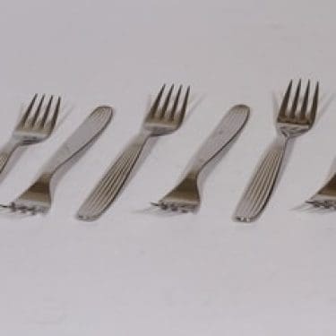 Hackman Scandia haarukat, teräs, 6 kpl, suunnittelija Kaj Franck, teräs