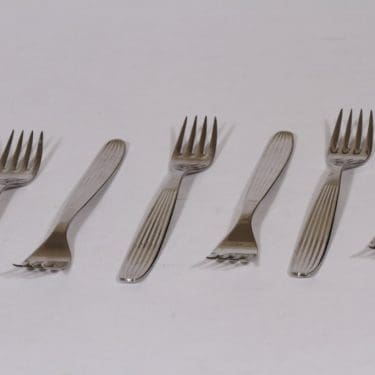 Hackman Scandia haarukat, teräs, 6 kpl, suunnittelija Kaj Franck, teräs