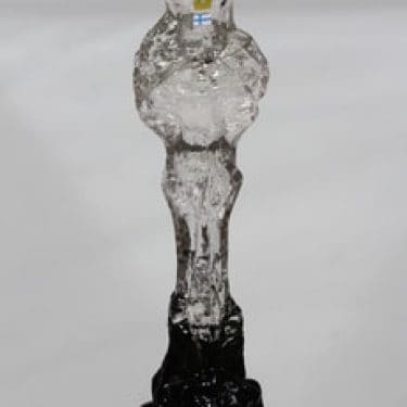 Humppila Kasvimaalla kynttilänjalka, harmaa-kirkas, suunnittelija Pertti Santalahti, signeerattu